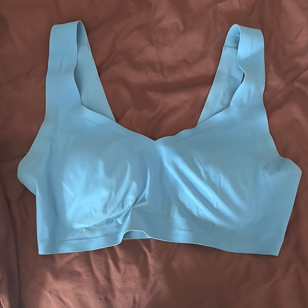 Aerie Blue Scoop Neck Bra with Wide Straps